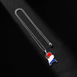 2024 new fashion stainless just vintage Dutch map flag pendant necklace temperament everything collarbone chain birthday anniver