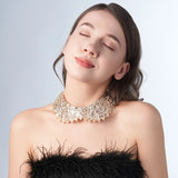 Pearl Beaded Lace Trim Collar Ribbons Women Necklace Wedding Jewelry for Clothes Dress  Beads Crystal Collar Wedding Jewelry