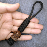 Vintage Hand-knitted Lanyard Keychain Biker helmet Pendant Paracord Rope weave Accessories Bag Hanging Handmade Car Keyring