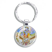 Hinduism Keychains Ganesha Vishnu Goddess of Kashmi Wealth Shiva Amulet Key Chain Glass Dome Keyring India Buddhism Jewelry Gift