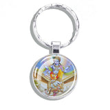 Hinduism Keychains Ganesha Vishnu Goddess of Kashmi Wealth Shiva Amulet Key Chain Glass Dome Keyring India Buddhism Jewelry Gift