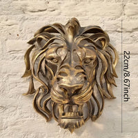 28cm Large Lion Head Wall Mounted Art Sculpture Gold Resin Lion Head Art Wall Luxury Decor  Bedroom Decoration