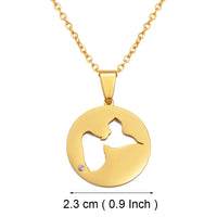Anniyo Round Guadeloupe Map With Rhinestone Pendants Necklaces for Women Jewelry France Guadeloupe Maps @335121