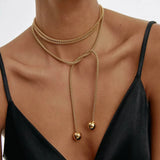 E.B.belle New Creative Multipile Layers Square Pearl Necklace 18K Gold Plated Stainless Steel Women Party Statement Jewerly