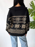 2024 Women Christmas Sweaters Long Sleeve Turn-down Collar Oversized Ugly Holiday Knitted Pullover Sweater