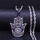 2024 New fashion ancient Fatima Hands Yoga pendant necklace temperament everything with stainless steel collarbone chain for men