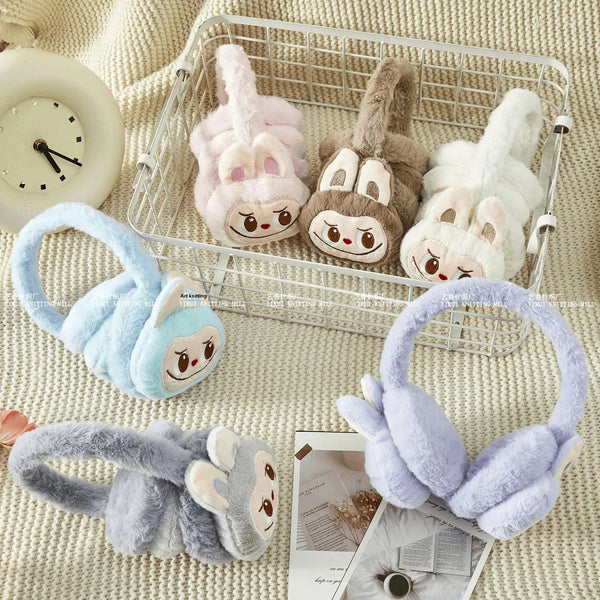 Autumn Winter New Cartoon Cute Laubfabrik Rabbit Plush Ear Cover Student Children Anti-frost Warm Ear Warm Ear Cover Motorcycle