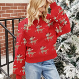 New Year's Party Look Women's Christmas Sweaters Full Lantern Sleeve Knitwear Soft Jumper Merry Xmas Female Knitted Pullover Top