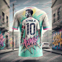 Fashion Football Superstar Neymar 3D Printed Men's Fan T-shirt, Outdoor Sports Breathable Quick Drying Jersey