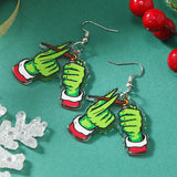 Hot selling acrylic Christmas green headed monster earrings necklace keychain bag pendant accessories in Europe and America