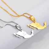Anniyo Viva Mexico Map Pendant Necklace for Women Girls Men Mexican Maps Stainless Steel Metal Jewelry #279221