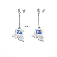 Democratic Republic of the Congo Map Flag Earrings African Ethnic Jewelry @@219406E