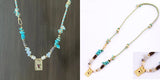 New Style Multi Color Braided Rope Star Moon Heart Hand Eye Charm Necklace,Unique Mix Stone 18K Gold Cotton Cord Jewelry Finding