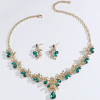 Ladies' Sparkling Flower Set, Necklace, Earrings, Jewelry Set, Suitable for Wedding, Party, Festival Gifts
