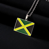 2024 New fashion stainless steel Jamaican flag necklace for women and men couples ethnic style accessory collarbone chain annive