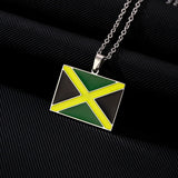 2024 New fashion stainless steel Jamaican flag necklace for women and men couples ethnic style accessory collarbone chain annive