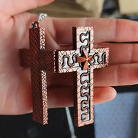 Vintage Cross Pendant Necklace with Secret Compartment Cross Necklace 3D Printed Charm Jewelry Necklace for Women Men
