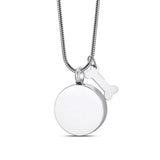 Personalized Round Paw Print Urn Necklace for Ashes Custom  Stainless Steel Cremation Jewelry with Dog Bone Memorial Pendant