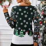 2025 Winter Christmas Women's Knitted Sweater All Over Print Female Knitwear Full Sleeve O Neck Warm Soft Jumper Xmas Look Wear