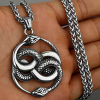 Retro Double Snake Pendant Unisex Fashion Personality Animal Snake 316L Stainless Steel Pendant Necklace Jewelry Gift Wholesale