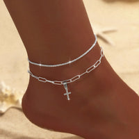 LATS Shiny Sparkling Simple Anklet for Women Gold Silver Color Elegant Jewelry Female Beach Ankle Bracelet on Foot Party Gift