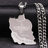 2024 New fashion stainless steel Iran map Ahura necklace Zoroastrian Iran cut Persian Empire collarbone chain accessories access