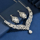 Ladies' fashionable design necklace earrings jewelry set suitable for daily wear, wedding parties, holiday gifts