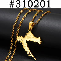 Anniyo Croatia Map With Cities Šibenik Pendant Necklaces Stainless Steel for Women Girls Maps of the Croatian Jewelry #310201