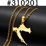 Anniyo Croatia Map With Cities Šibenik Pendant Necklaces Stainless Steel for Women Girls Maps of the Croatian Jewelry #310201