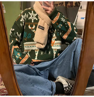 Red Green Blue Elk Print Christmas Sweaters for men\women 2024 New Winter Fashion Knitting Jumper Autumn Long Sleeve Pullovers