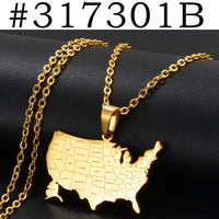 Anniyo American Map With State Name Pendant and Necklaces for Women Girls United States Map Jewelry USA #317301