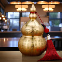 Brass Gourd Feng Shui Ornament with Tassel - Symbol of Good Luck and Wealth Tabletop Storage Brass Gourd Decor