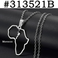 Anniyo Morocco and Eritrea Map Pendant Necklaces Stainless Steel Jewelry #313421