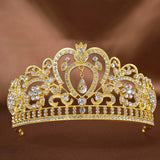 1Pc Golden Baroque Crystal Tiaras And Crowns For Women Bride Rhinestone Prom Diadem Headband Bridal Wedding Hair Accessories