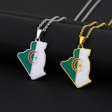 2024 new fashion stainless steel Algerian map pendant necklace temperament everything collarbone chain birthday anniversary smal