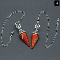 Natural Stone Crystal Reiki Pendulum Rose Quartz Amethysts Hexagonal Cone Shape Charm for Jewelry Making Necklace Accessories