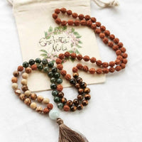 8mm brown Rudraksha Tiger's Eye Moss Agate Jasper 108 knot Necklace Bless Diy Gift Energy Stress Seven Chakras Pray Mala Yoga