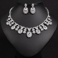 Women's Light Luxury Niche Design Floral Zircon Necklace Earring Set Fashionable And Versatile Pendant Set Daily Accessories