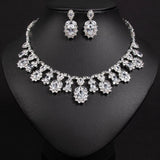 Women's Light Luxury Niche Design Floral Zircon Necklace Earring Set Fashionable And Versatile Pendant Set Daily Accessories