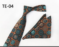 Royal Striped Paisley Ties For Men Luxury 8cm Necktie Pocket Square Cufflinks Gift Set Jacquard Weave Tie Suit Accessories