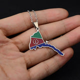 Charm Eritrea Map Flag Pendant Thin Necklaces for Women Girls Silver Color/Gold Jewelry African Map of Eritrean Ethnic Gifts