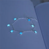Luminous Europe and The United States Ladies Beach Wind Blue Five-pointed Star Tassel Anklet Luminous Star Bracelet Foot Jewelry