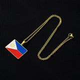 2024 New fashion stainless steel Philippine flag necklace for men and women geometric ethnic style collarbone chain anniversary
