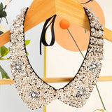 Pearl Beaded Lace Trim Collar Ribbons Women Necklace Wedding Jewelry for Clothes Dress  Beads Crystal Collar Wedding Jewelry