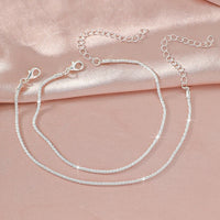 LATS Shiny Sparkling Simple Anklet for Women Gold Silver Color Elegant Jewelry Female Beach Ankle Bracelet on Foot Party Gift