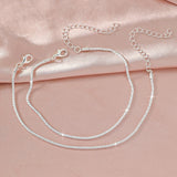 LATS Shiny Sparkling Simple Anklet for Women Gold Silver Color Elegant Jewelry Female Beach Ankle Bracelet on Foot Party Gift