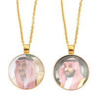 Anniyo Saudi King and Crown Prince Portrait Pendant Necklaces for Women Men Saudi Arabia Jewelry With Glass #D0042