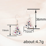 Huitan Christmas Tree Shaped Dangle Earrings with Colorful Cubic Zirconia Fancy Silver Color Ear Accessories for Women Jewelry