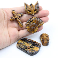 Natural Stone Tiger Eye Carving Pendant Charms For Jewelry Making Accessories DIY Cross Necklace Jewelry Pendants Findings Gift