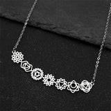 Yoga 7 Chakra Birth Flower Pendant Necklace for Women Girls Stainless Steel Gold Color Reiki Amulet Jewelry Mother's Day Gift